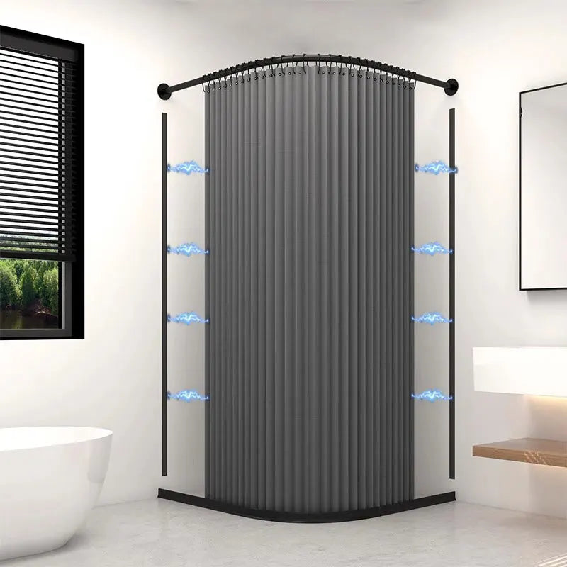Foldable Retractable Shower Curtain, Waterproof Bath Screen, Space Saving Folding Partition for Small Tub