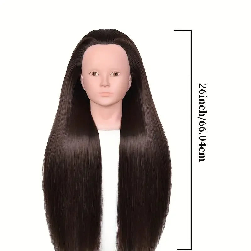 26'' Cosmetology Makeup Manikin Doll Head with Stand&Comb&eyelashe,Hairdressing Practice Braiding Training Head for Hair Styling