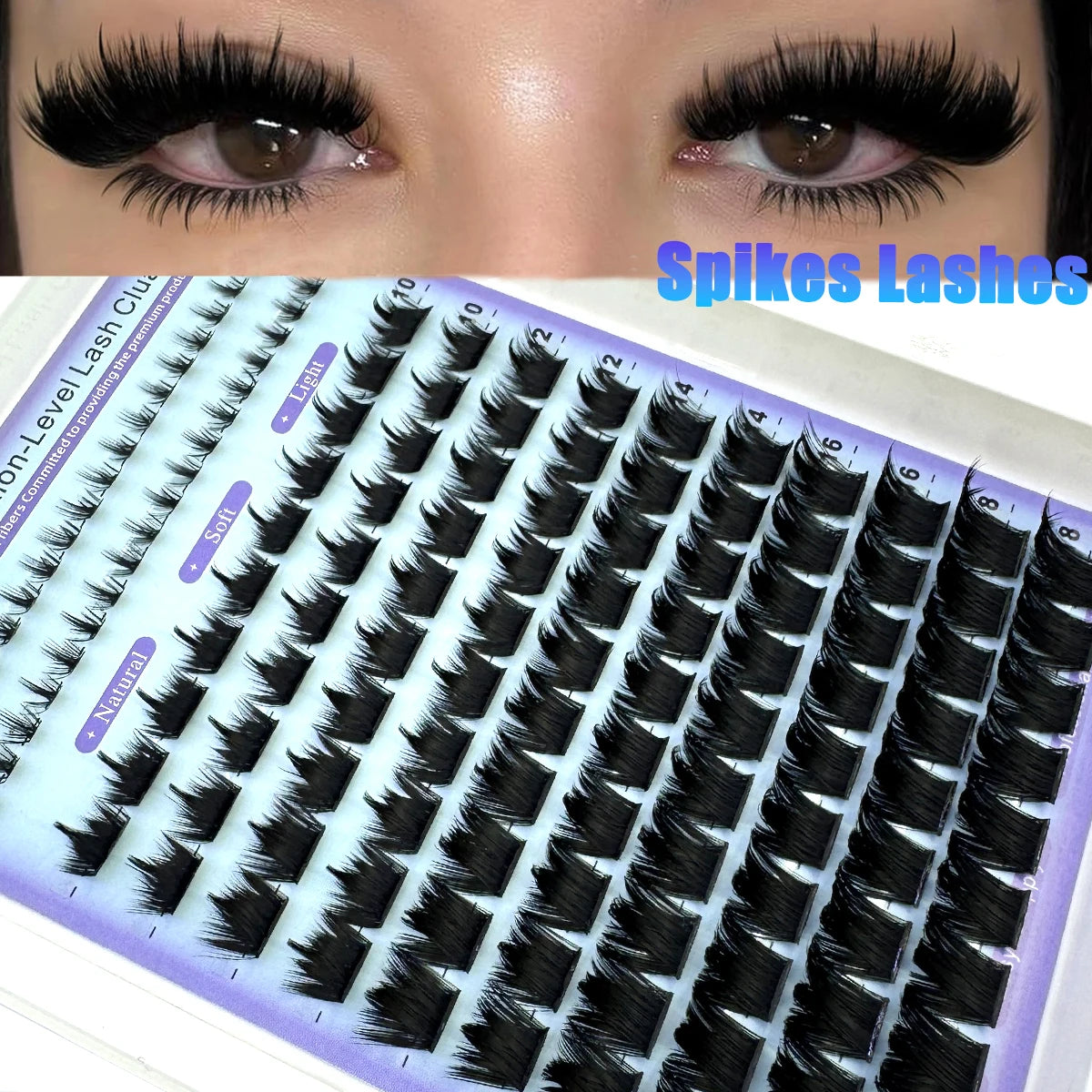 Salon-Like Lash Clusters Kit With Spikes DIY Eyelash Clusters D Curve Spiky Full Cluster Eyelash Extensions Kit Individual Lashe
