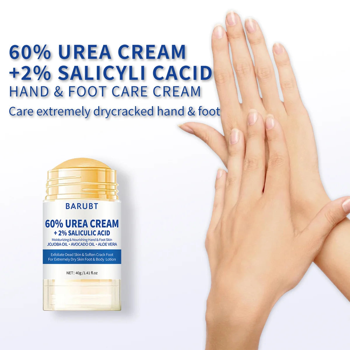60% Urea Foot Cream Stick - Intensive Moisturizing Exfoliating, Cracked Heel Repair & Deep Hydration for Dry Rough Feet, Long-La