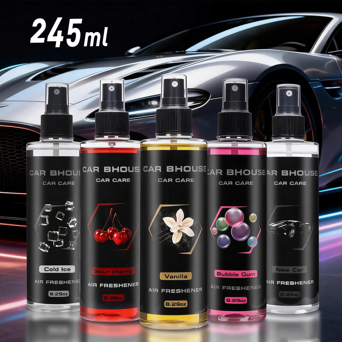 Car Air Freshener Spray Car Fragrance Flower Fruit Scent Fresh Perfume 8.29oz/245ml Large Capacity Car Interior Deodorant Spray