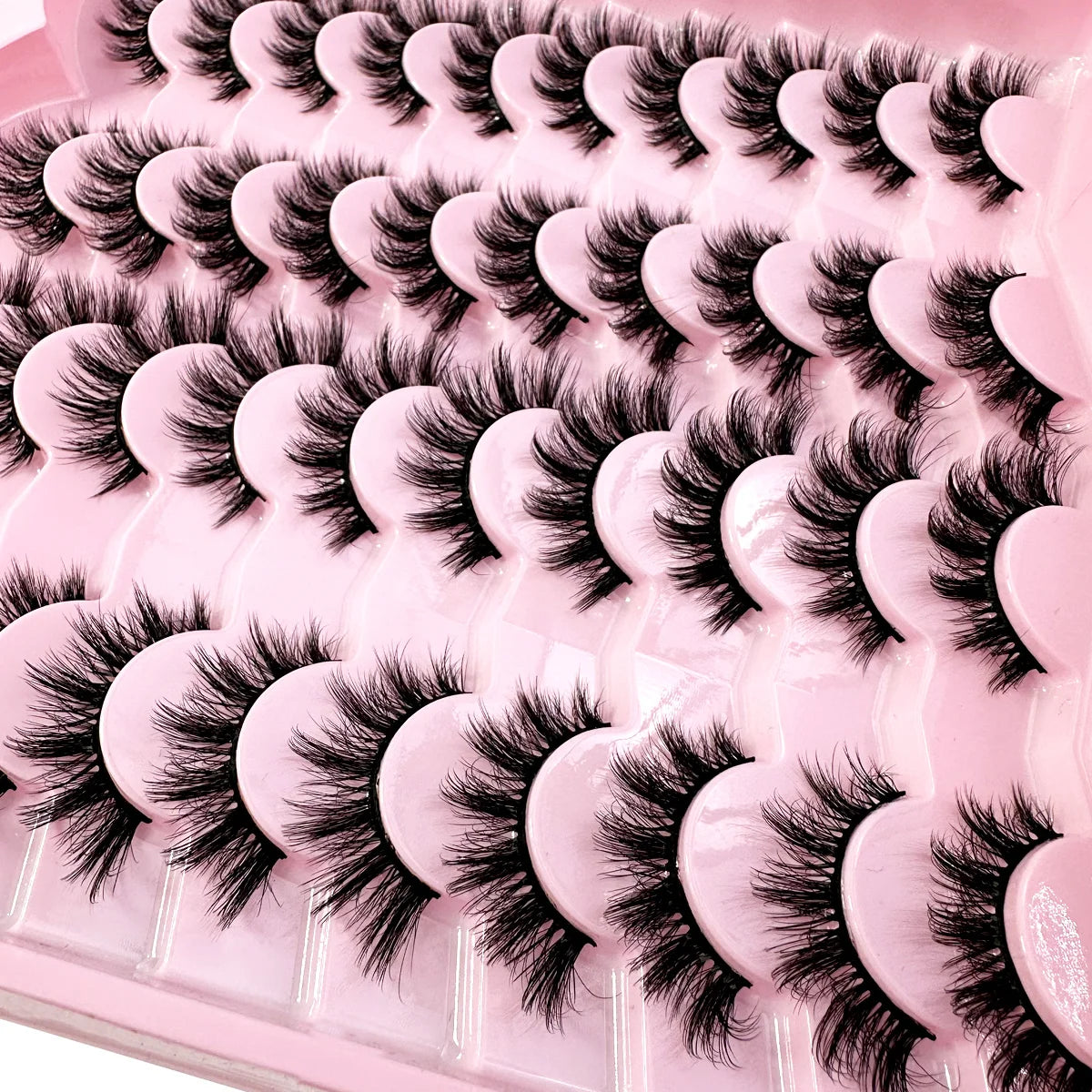 20pairs 5D Fluffy Eyelashes D Curl Lashes Thick Cat Eye Lashes Soft Wispy 8D Volume Fake Eyelash Extension Makeup