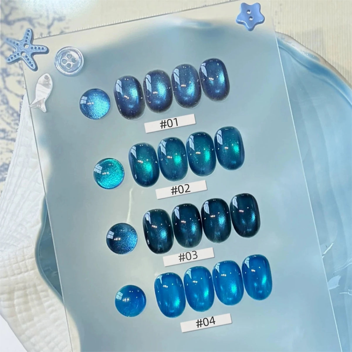 MIANEL 10ml 2026 New Summer Icy Translucent Blue Cat Eye Gel Polish Whitening Sparkly Glass Bead Nail Tech Salon Supplies