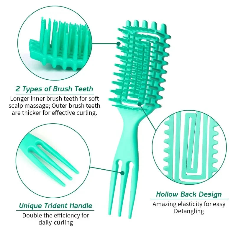 3 in 1 Curl Define Styling Brush Hollow Out Detangling Hair Brush Tangled Hair Comb Shaping Defining Curls Barber Styling Tools