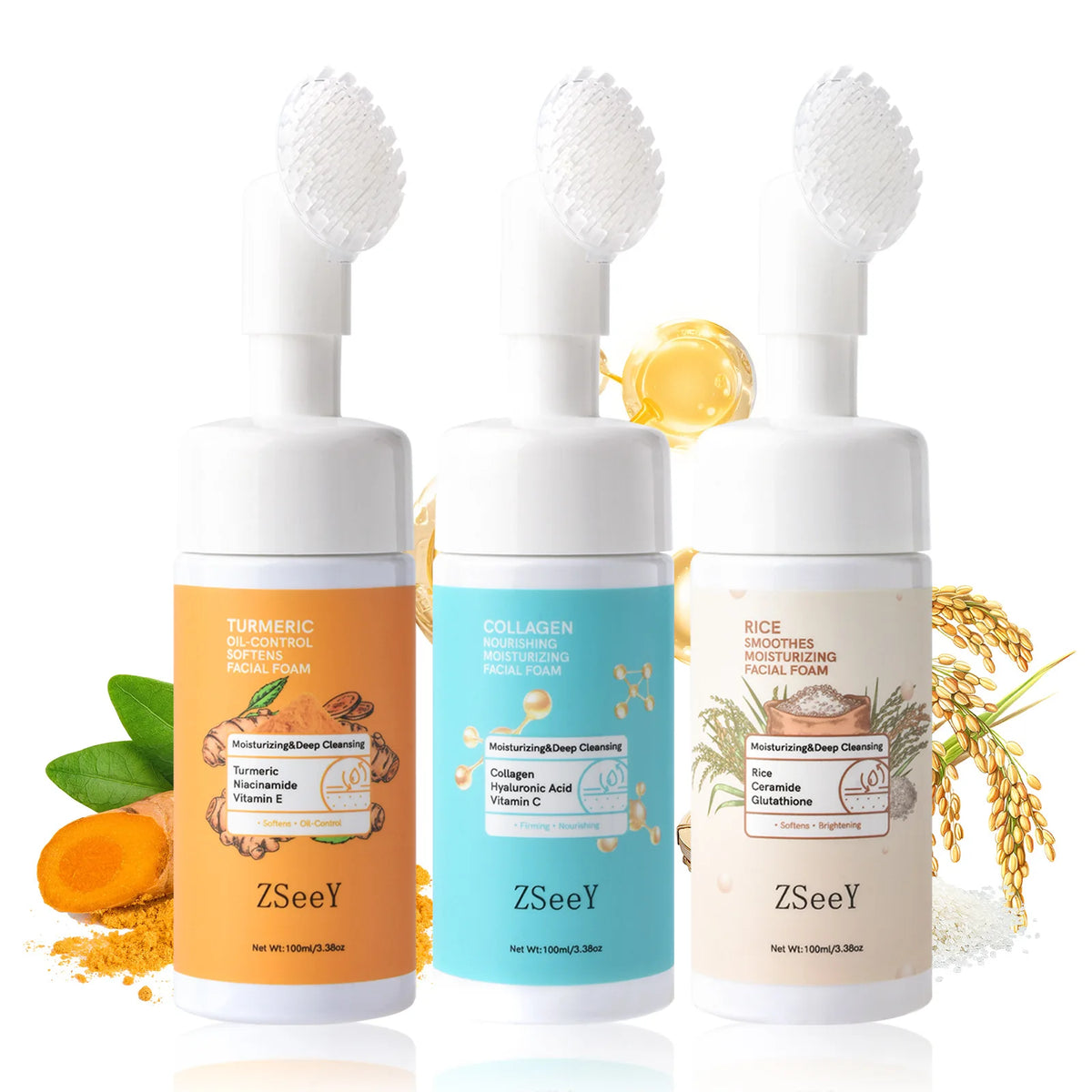 Facial Turmeric Cleansing Mousse 100ml – Foaming Face Wash with Turmeric, Skincare, Gentle Cleaning, Daily Mild Formula, Summer