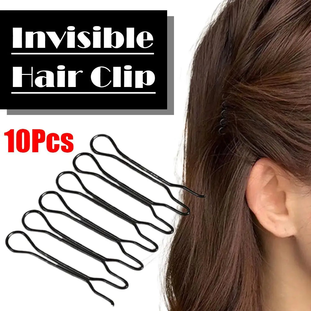 Women Invisible Broken Hair Clip Hairpin Black Acrylic Curve Needle Hair Bangs Comb Headwear for Girls Styling Hair Accessories