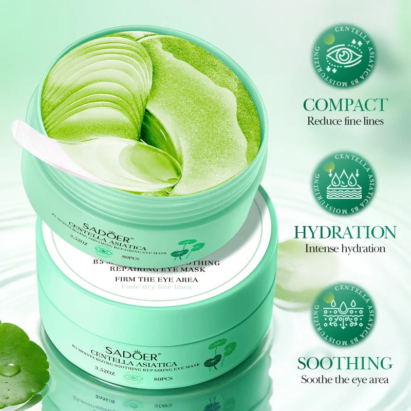 80pcs SADOER Centella Crystal Collagen Eye Mask Anti Wrinkles Anti Dark Circles Remove Eyes Bag Moisturizing Eye Patches