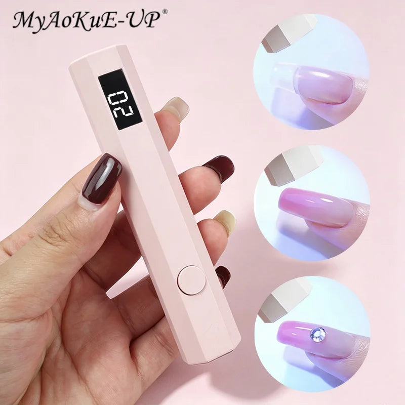 1pcs Mini Handheld LED Nail Lamp Rechargeable UV Nail Dryer Digital Display Gel Nail Curing Light For Home Salon Manicure Use