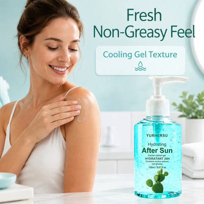 Soothing After Sun Gel，Daily Soothing Gel with Aloe Vera for Face and Body, Refreshing After-Sun Care