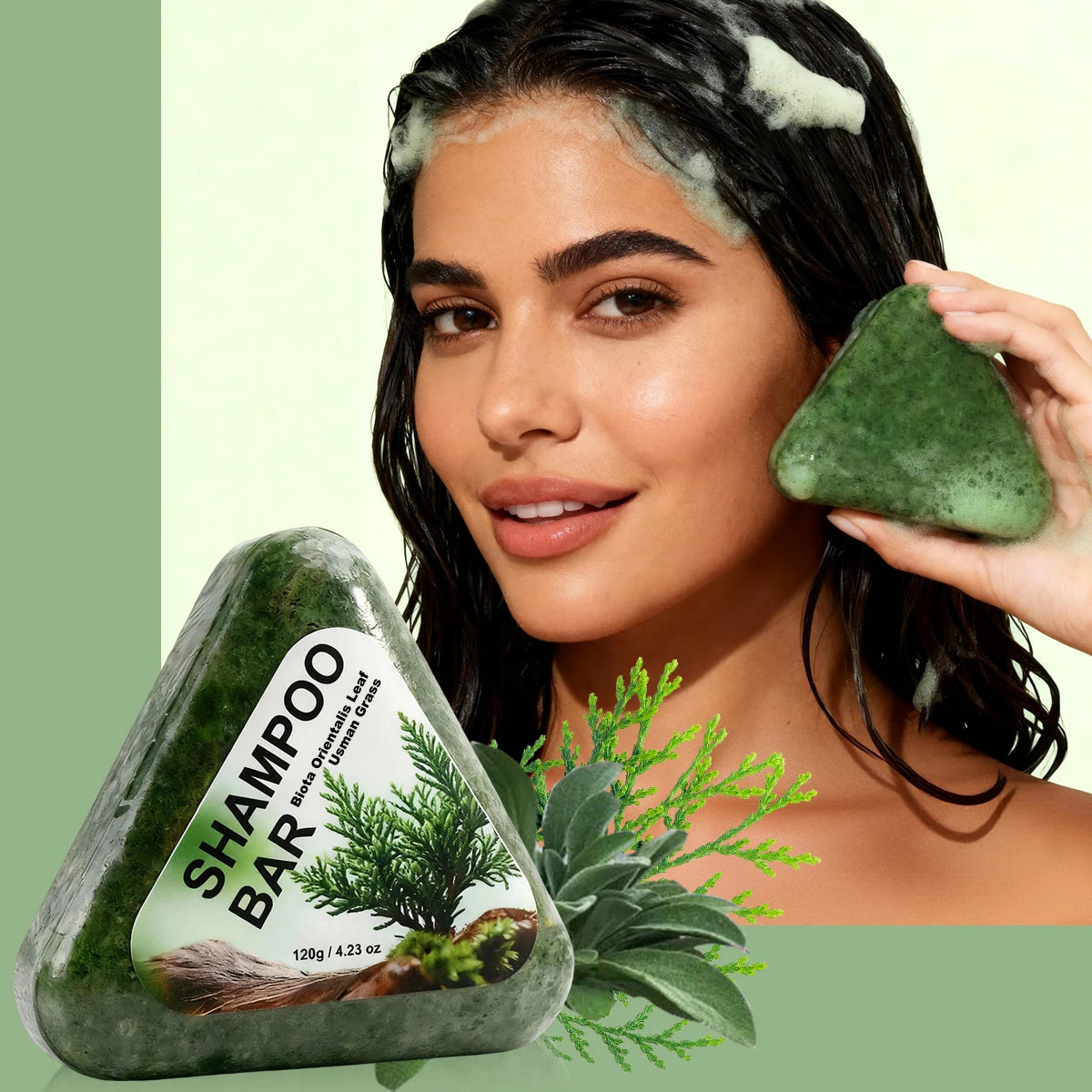 Usman Grass Shampoo Bar For Hair Growth, Anti Hair Loss, Controls Oil, Natural Organic Soap Bar