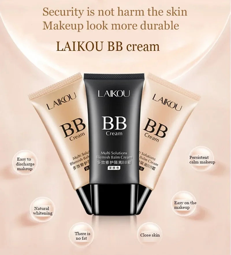 Laikou Brand 3 Colors Natural Flawless BB Cream Makeup Concealer Oil-control Liquid Foundation Moisturizing Cosmetics 50ml