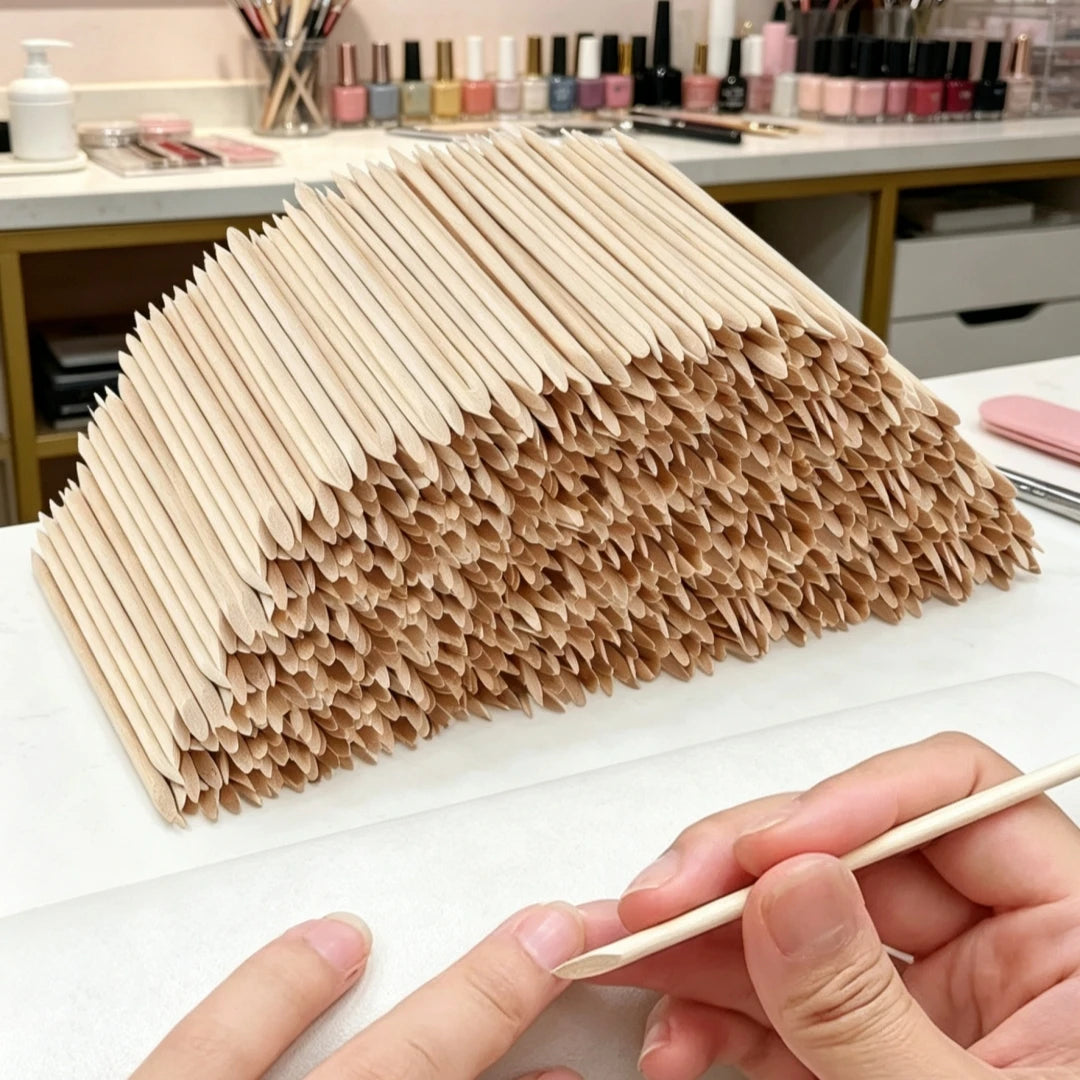 200/500/1000Pcs Nail Orange Wood Sticks Double Head Cuticle Pusher Remover Rhinestones Dotting Manicure Pedicure Care Tools
