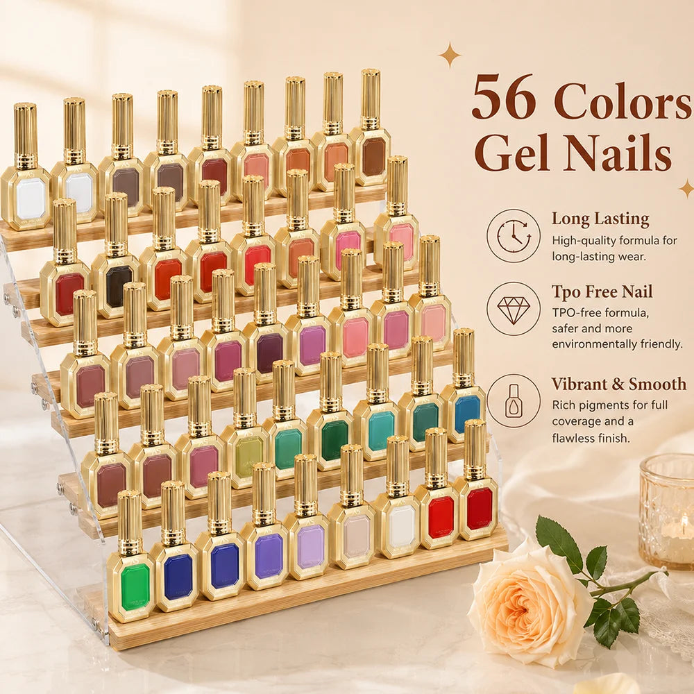 Gold Bottle 15ml 56 Colors Gel Nail Polish Vernis Semi Permanent Nail Art Supplies Soak Off LED UV Gel Nail Varnishes Not Set