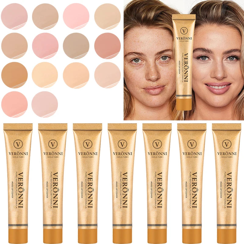14 Color Concealer with a Flexible Concealer Moisturizing Liquid Foundation to Cover Dark Circles Tear Trough Nasolabial Folds a