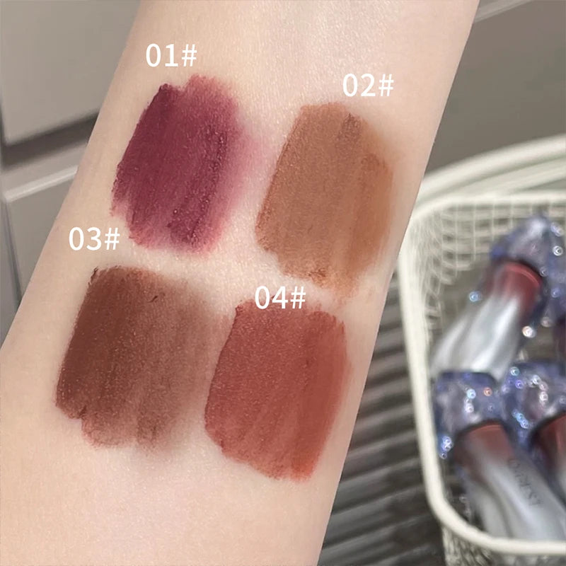 QIBEST Matte Velvet Liquid Lipstick Natural Long-Lasting Highly Pigmented Lip Mud Portable Finish Universal Lip Gloss Makeup