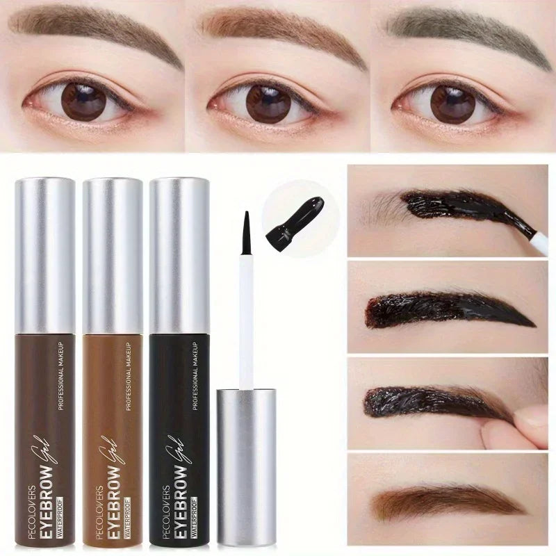 Semi-Permanent Peel-Off Eyebrow Tattoo Gel Anti-Smudge Brow Tint Cream Eye Makeup Easy Application, Natural Look - Black/Brown