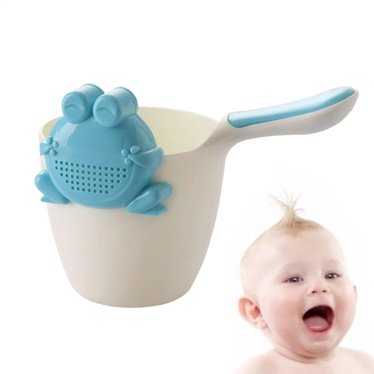 Baby Kids Bath Pail Body Washing Shower Rinser Shower Cup with Bear Design for Rinsing Hair and Protecting Infant Eyes