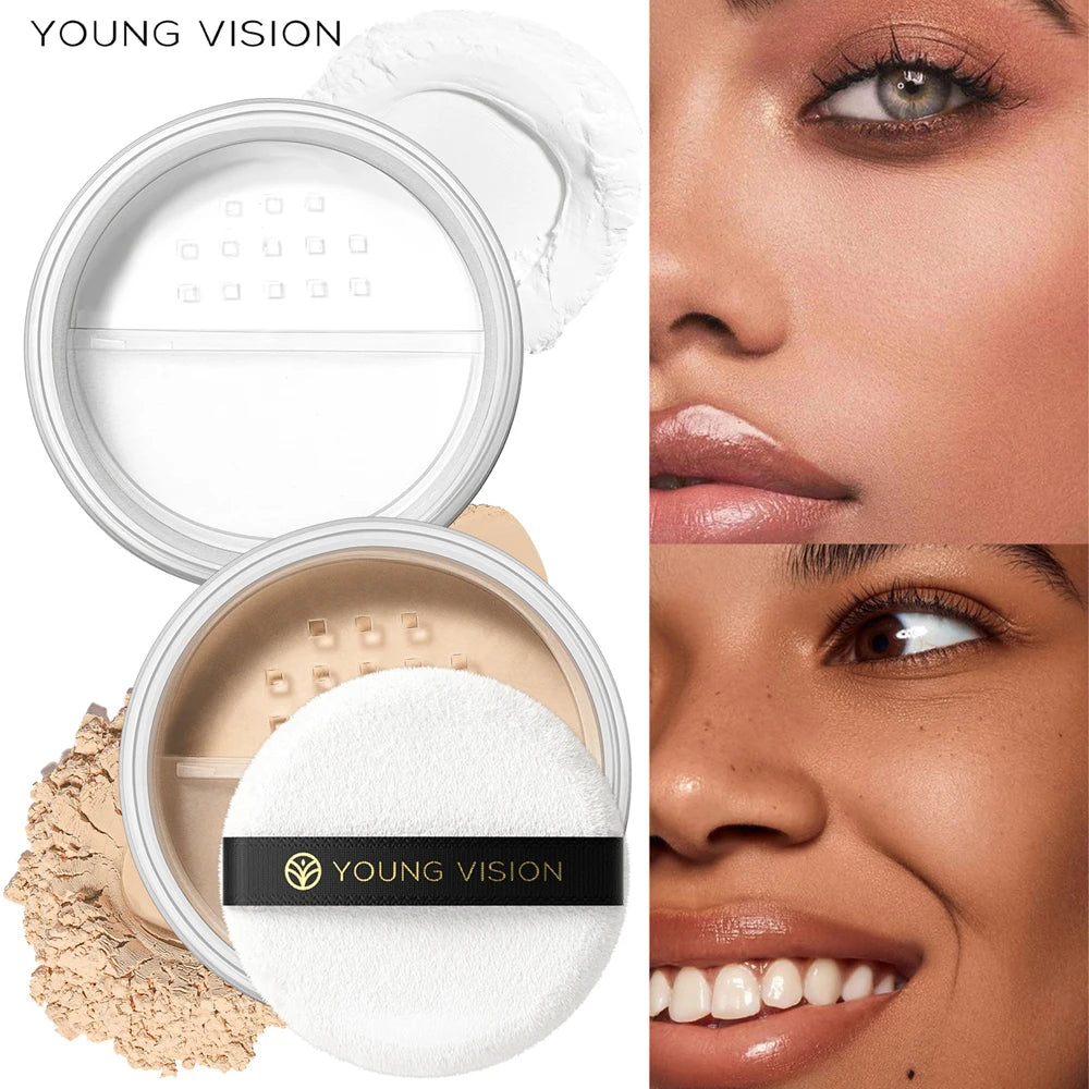 YOUNG VISION Setting Powder Loose Powder Non stick Powder, Breathable, Delicate, Matte Honey Powder with Puff