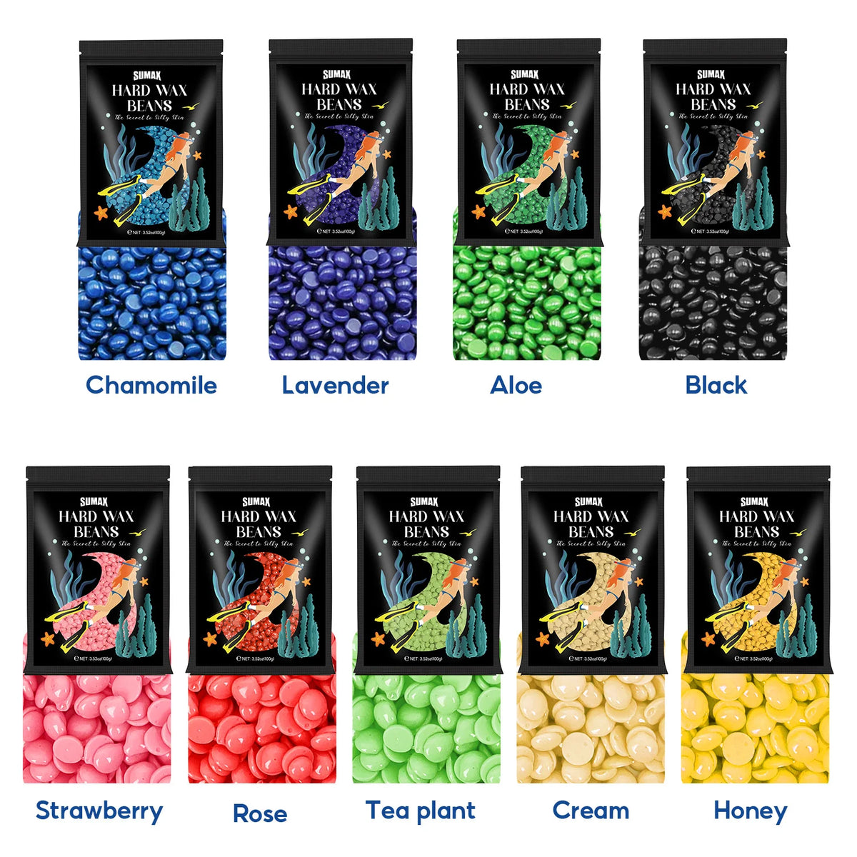 SUMAX Hair Removal Wax Beans 100g Painless Hair Removal Heating Usage Full Body Hair Removal Painless No Residue