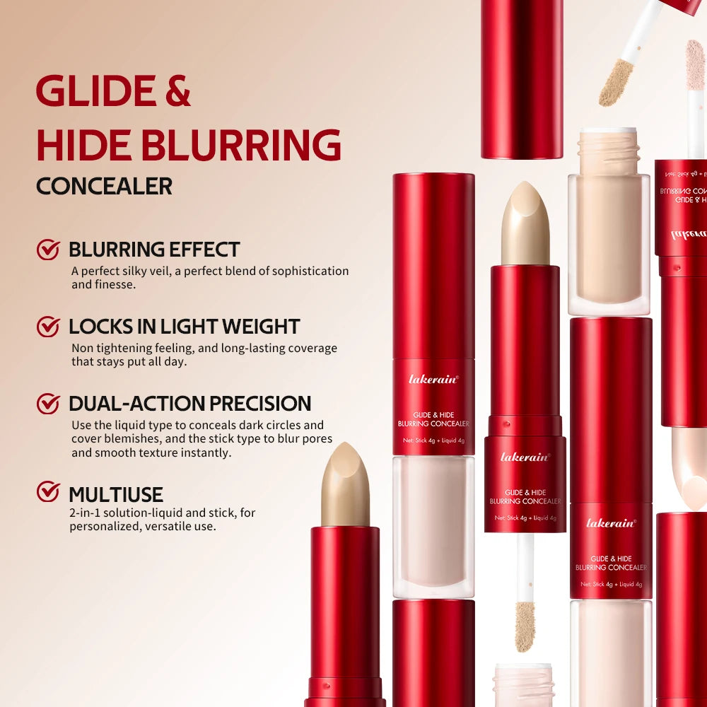 2 IN1 Concealer Fuzzy Stick Hydration Smooth Long Lasting Coverage Blemishes Conceals Dark Circles Liquid Concealer Cosmetics