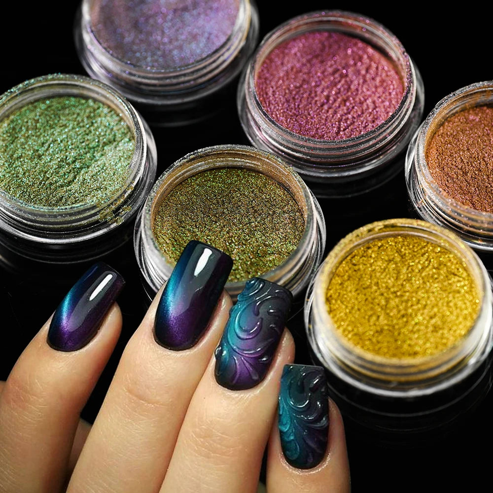 53 Jars 3D Cat Eye Effect Magnet Nail Powder Shiny Sparkly Mirror Nail Glitter Dust UV Gel Polish Chrome DIY Nail Art Pigment 