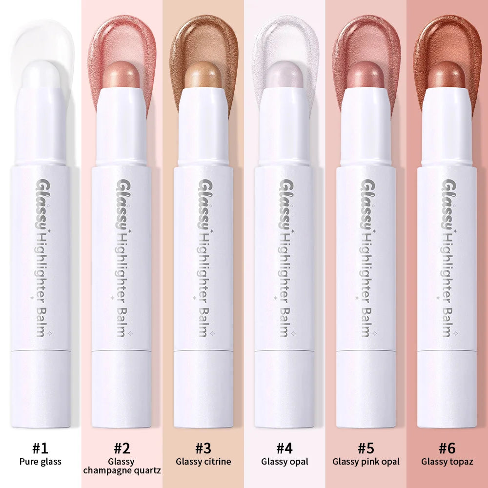 Glassy Highlighter Balm Brighten Complexion Deep Hydration Long Lasting Wear Highlighting Cream Eye Cheek Lip Body Glossy Pen