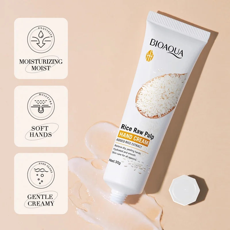 BIOAOUA Rice Raw Pulp Hand Cream Moisturizing Brighten Anti-cracking 30g