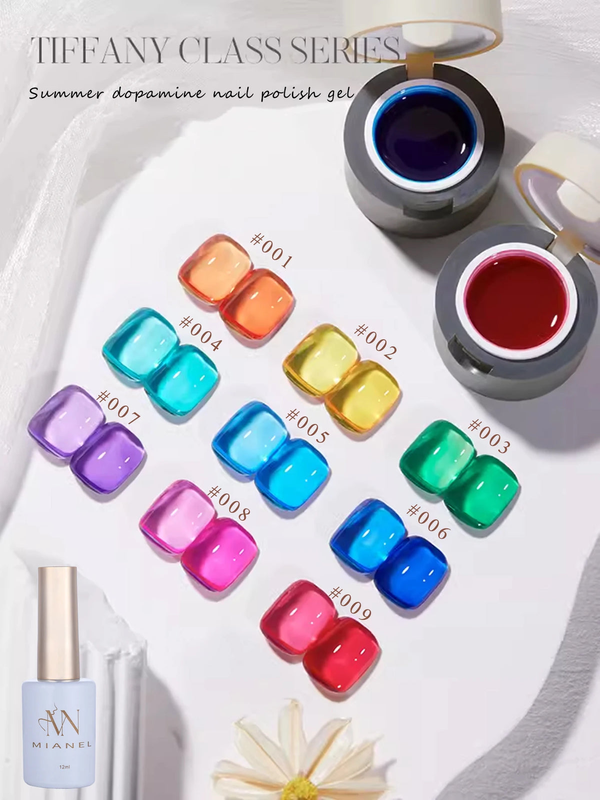 MIANEL 12ML Candy Glass Gel Nail Polish Set Ice-Clear Dopamine Spring Nails Fantasy Nail Art 1-10 Pcs