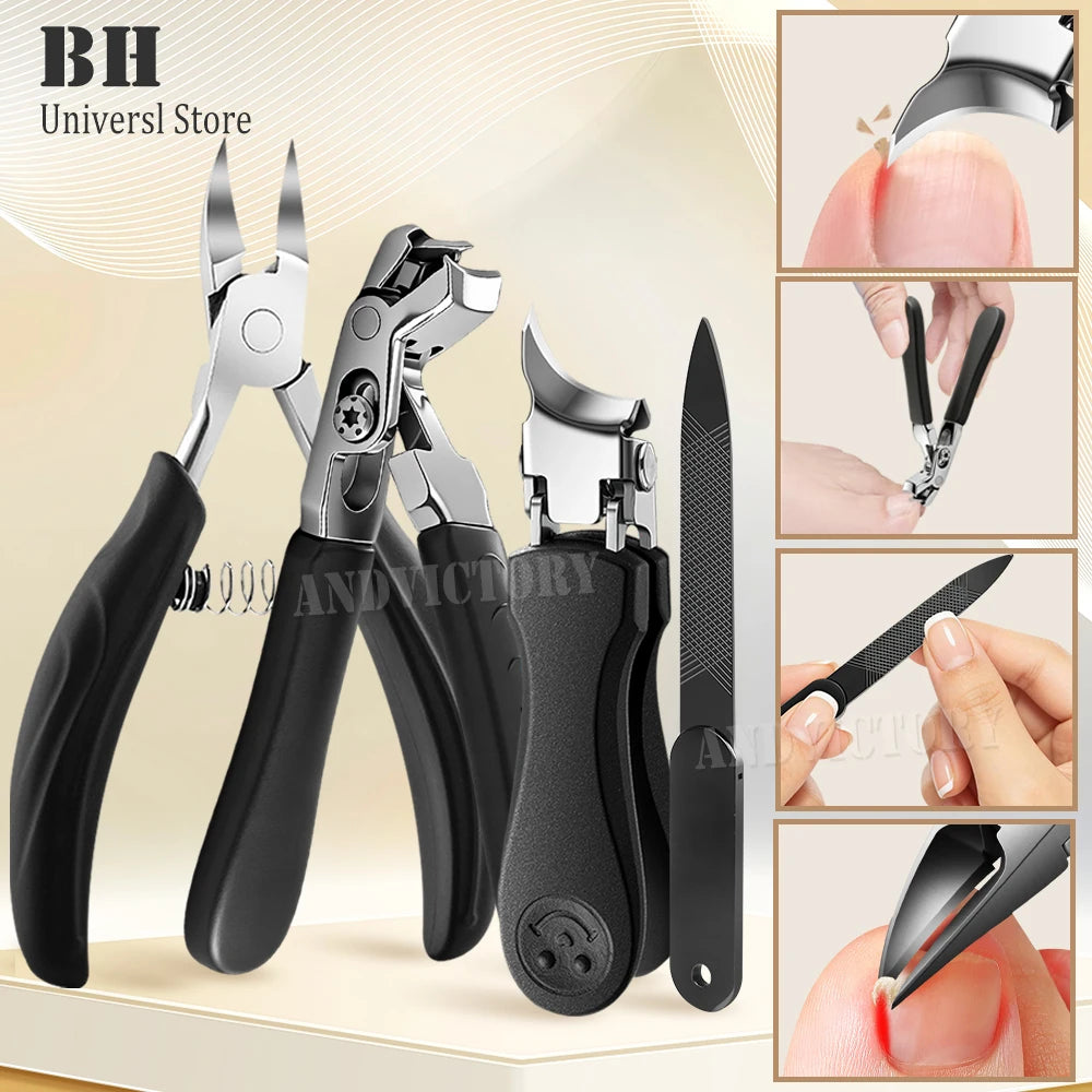 1/3/4Pcs/Set Nail Clippers Thick Toenails Angled Head Large Toe Nail Clippers Set Ingrown Toenail Clippers Slanted Nail Cutter