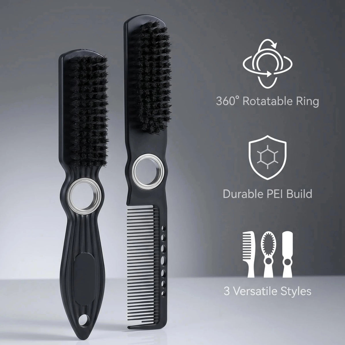 1/3PCS New Pro Spinning Barber Fade Brush Combs Dual-Sided Salon Styling Tools For Hair Removal Neck Duster Cleaning Brushes