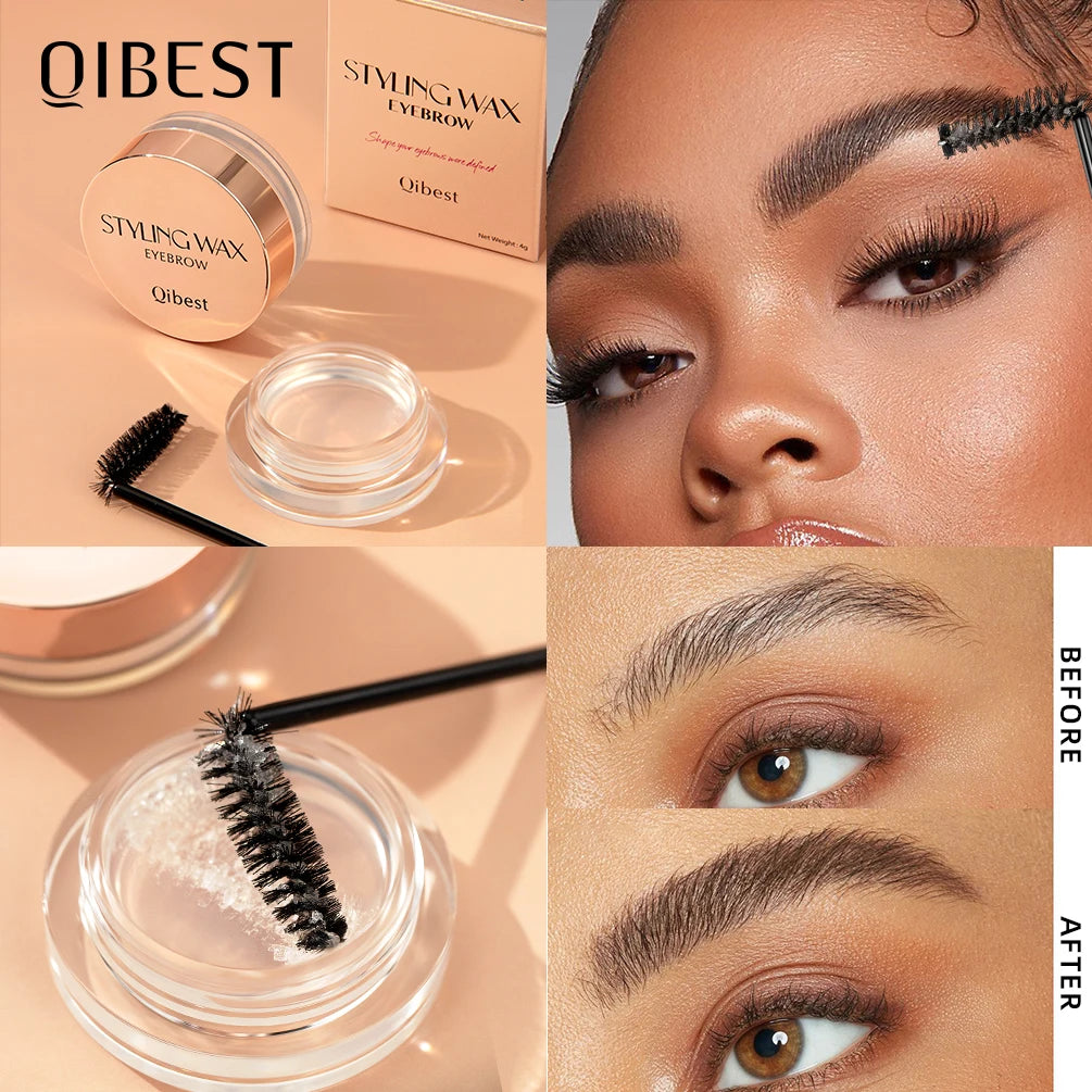 QIBEST Transparent Eyebrow Styling Gel Molding Wax Waterproof Refreshing Durable Natural Colorless Eyebrow Gel Wax Eyes Makeup