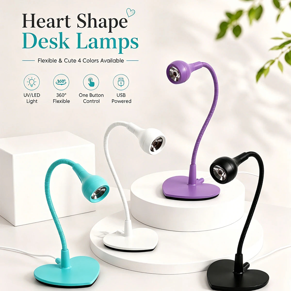Mini UV LED Nail Lamp Desktop Gel Polish Curing Dryer Can Be Rotated 360 Degrees USB Portable Nail Light for Salon Manicure Tool