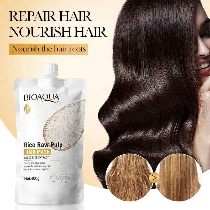 Rice Magical Keratin Hair Mask 5 Seconds Repair Damaged Frizzy Hairs Soft Smooth Shiny Moisturizing Nourish Hair Root Care
