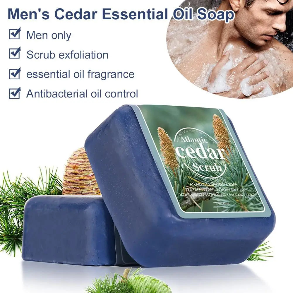 Natural Soap for Men, Handmade Moisturizing&Exfoliating Scrub Soap Bar with Essential Oils, Cleansing Nourishing Mens Bar Soap