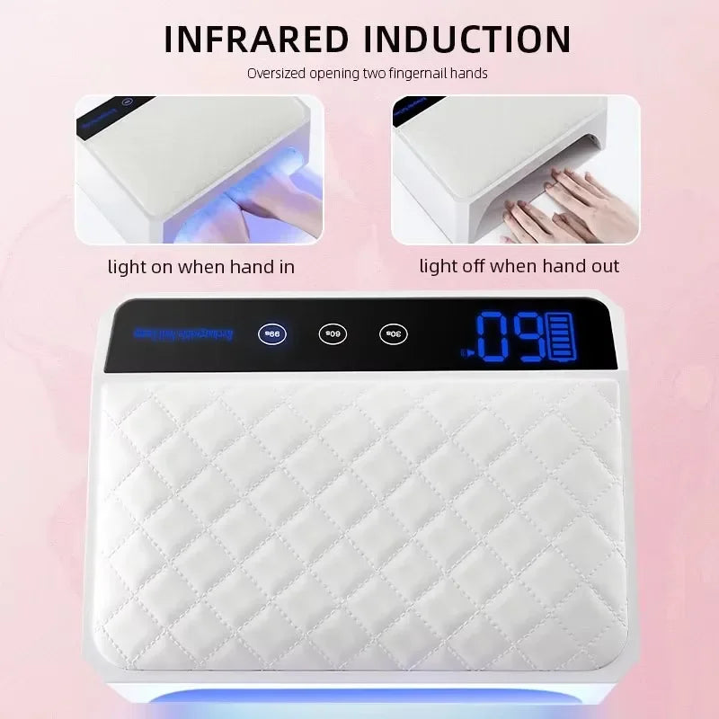 2023 New Design Extra Large Space For Tow Hands 178W X40 Cordless UV LED Nail Lamp With Hand Pillow Rechargeable Nail Dryer