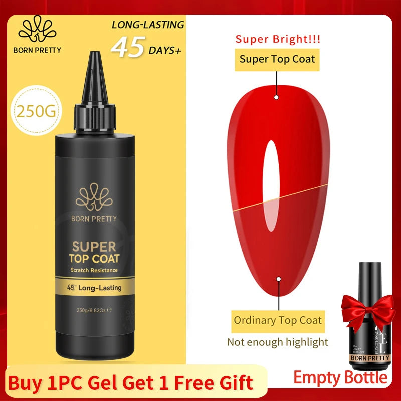 BORN PRETTY 250g Super Top Coat Gel Nail Polish Base Gel Matte Top Coat Semi-Permanent Varnish Soak Off Nail Art Functional Gel