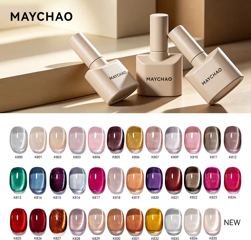 MAYCHAO Cat Eye Magnetic Gel Nail Polish Glitter Effect Semi Permanent Soak Off UV Gel Varnish Manicure For Nail Art