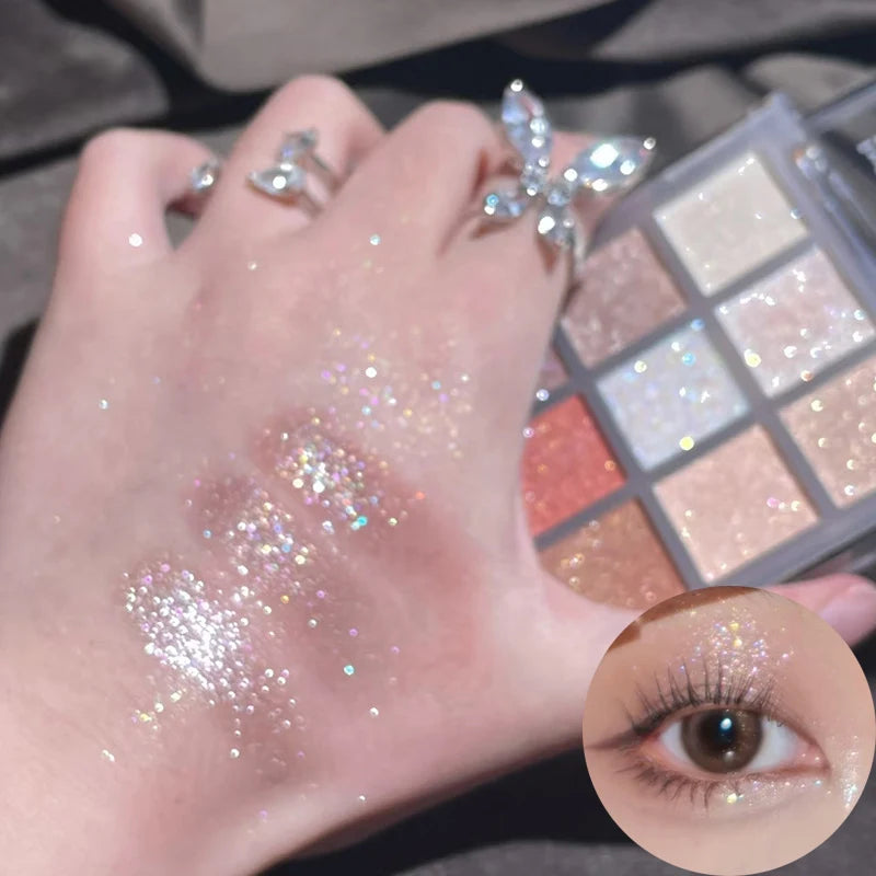 1Pc Pearlescent Eyeshadow Palette Sparkling Sequin Earth Blue Purple Shimmer Highlight Metallic Eye Shadow Glitter Eye Pigments
