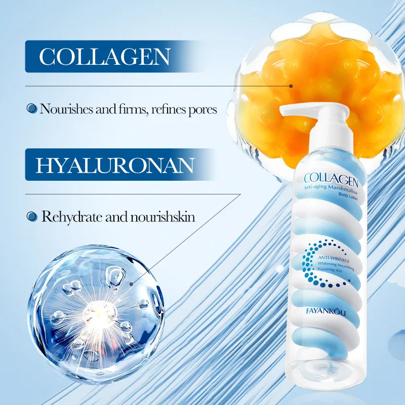200ml Collagen Marshmallow Body Lotion, Moisturizing And Hydrating The Skin, With A Light And Non Greasy Texture