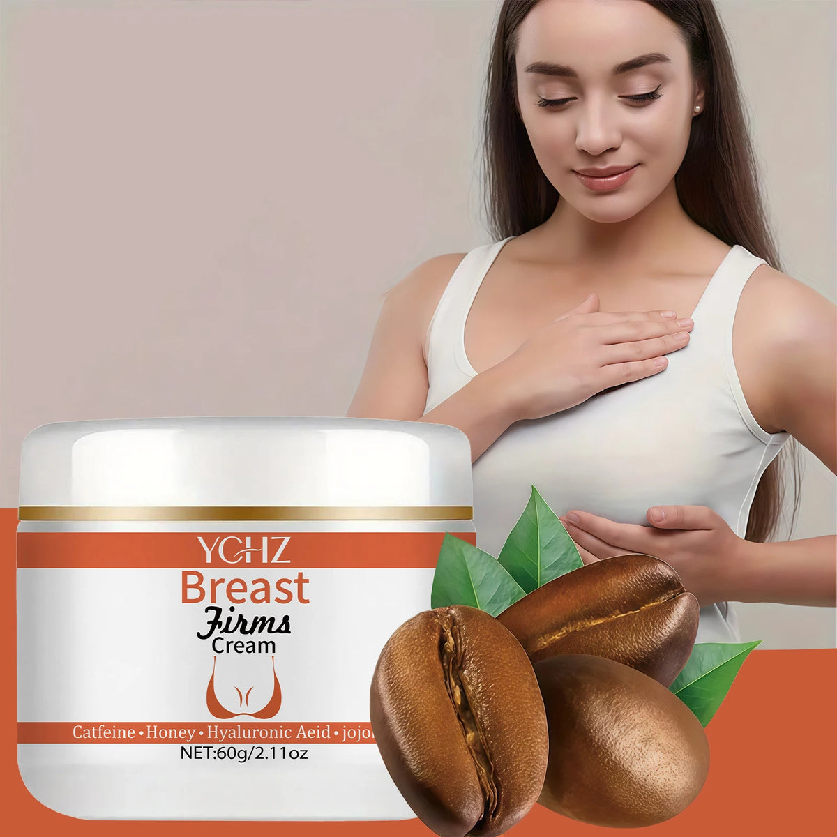 Hyaluronic Acid Jojoba Oil Honey Breast Firming Cream — Breast Firming Gel Specially Designed for Sagging Skin, Moisturizing Breast Cream for Women's Body Care, Suitable for All Skin Types (Non-Sensitive Skin)