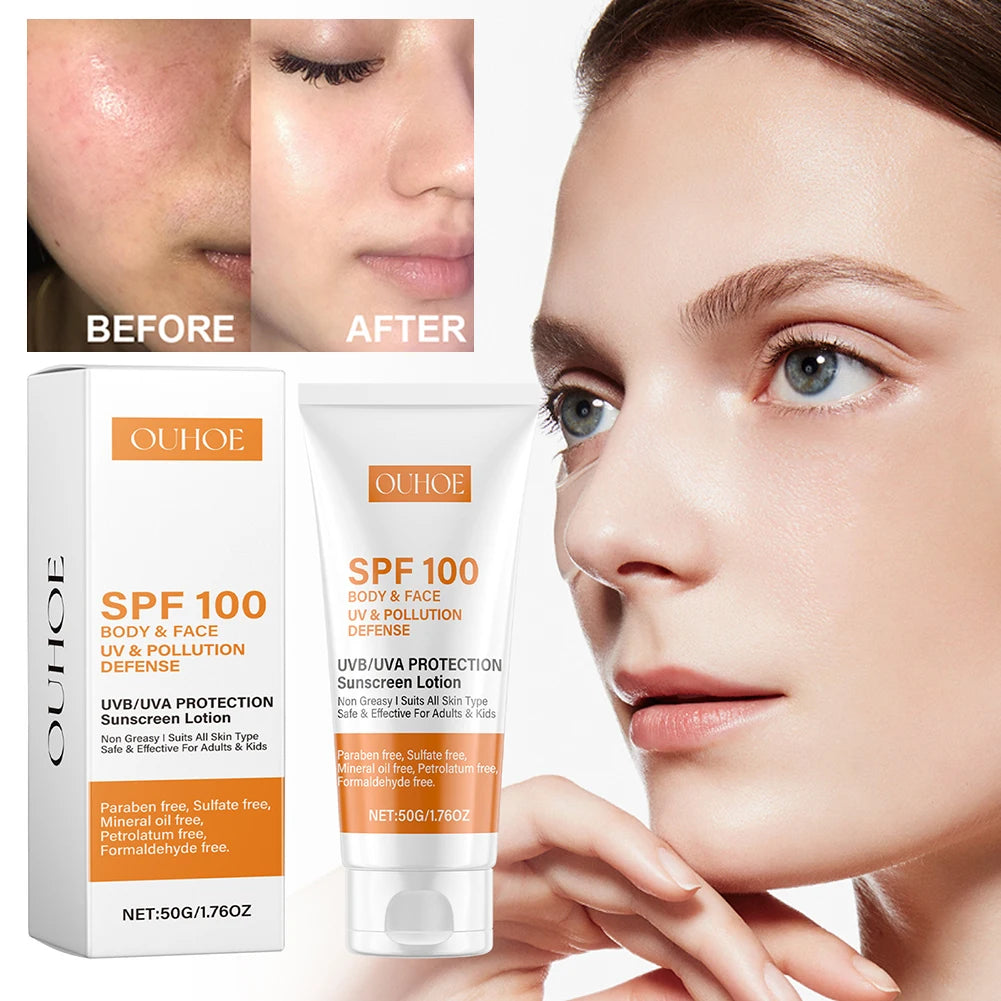 50g Sunscreen SPF100 Whitening Sun Cream for Face Body Oil-control Bleaching Face Moisturizer Sunblock Skin Protective Cream
