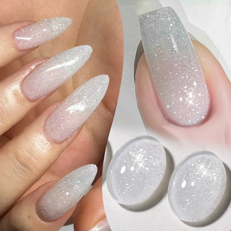 BORN PRETTY 1 Bottle 10ml Milky White Reflective Glitter Gel Semi Permanent Soak Off UV Gel Nail Art Varnish Manicure Design