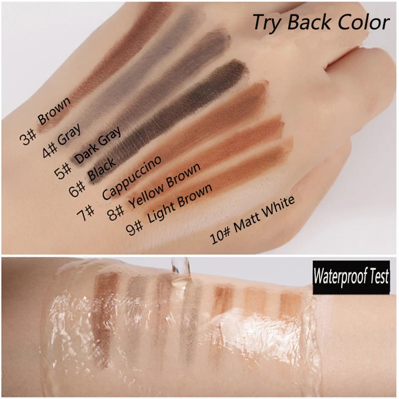 HAOZHUANG Pull Eyebrow Pencil Black Makeup High Quality Wild Line Eyebrow Pencil Hard Core Flat Head Pen White Waterproof