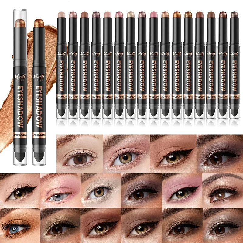 1PC Glitter Brown Eyeshadow Pen Smoky Eyes Makeup Long Lasting Shimmer Matte Lying Silkworm Eyeshadow Pencil Highlighter Stick