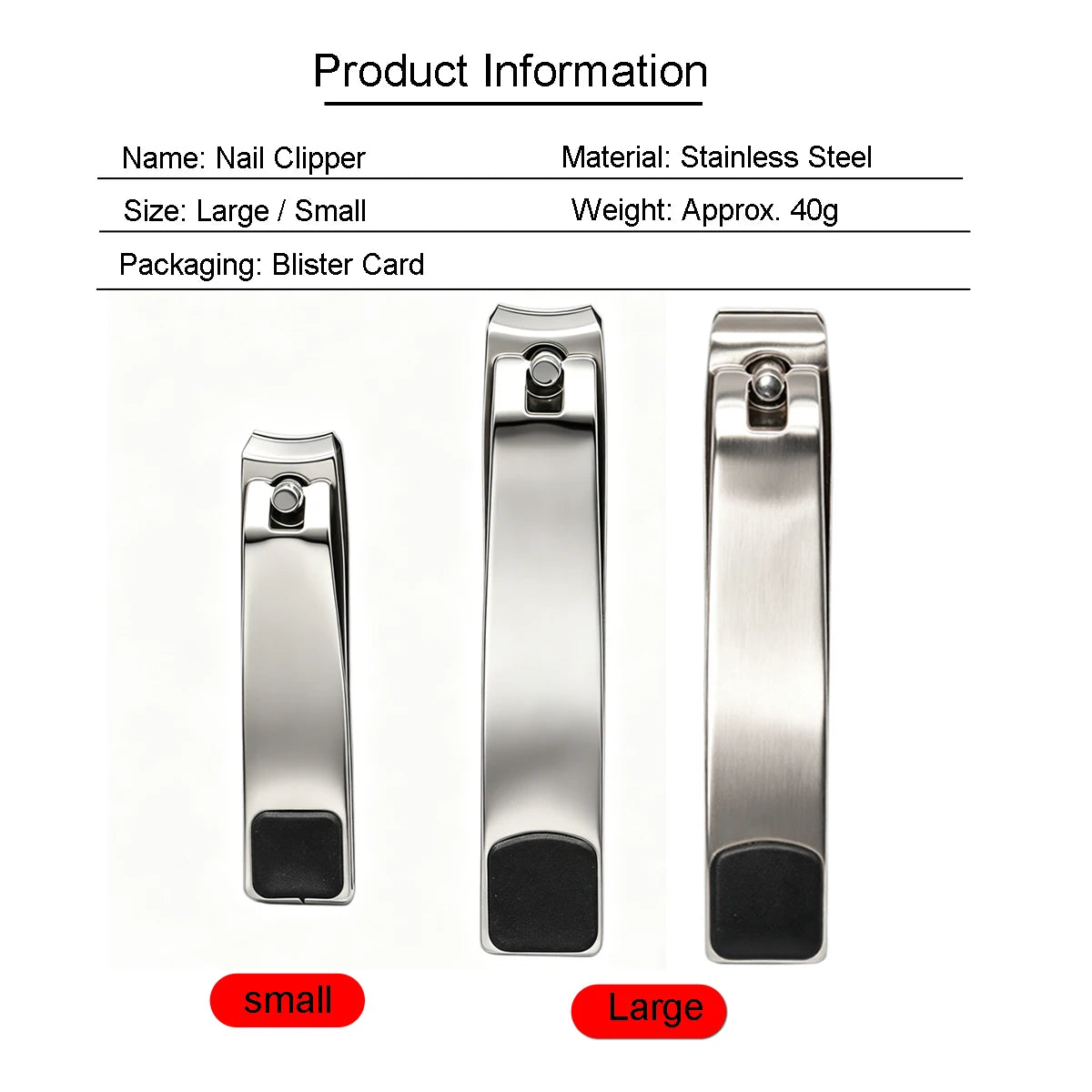 Heavy Duty Stainless Steel Nail Clipper And Trimmer Straight Edge Nail Cutter Manicure Set Tool for Toe And Finger