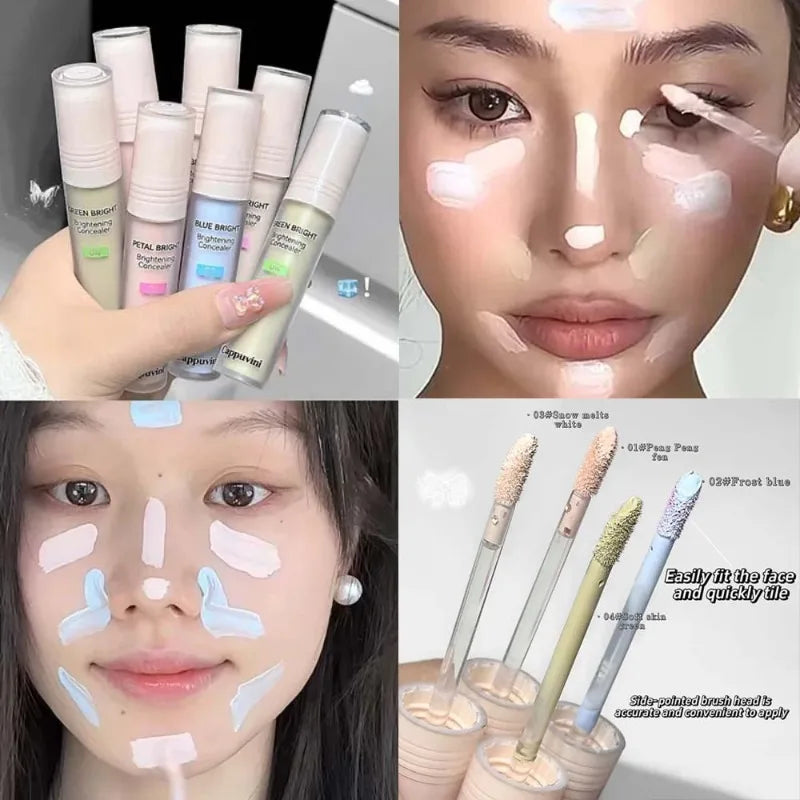 Liquid Brighten Concealer Highgloss Foundation Stick Lasting Moisturizing Face Contour Highlight Cover Spots Dark Circles Makeup