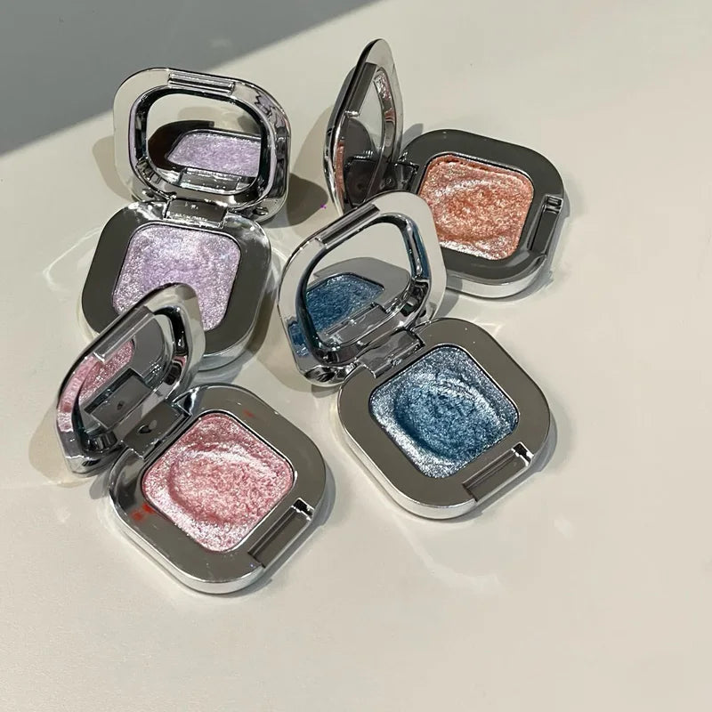 HERORANGE Square Single Highlighter Powder, Creamy Soft Texture, Radiant Pearl Pigment, Long-lasting Glow, Intense Color Payoff