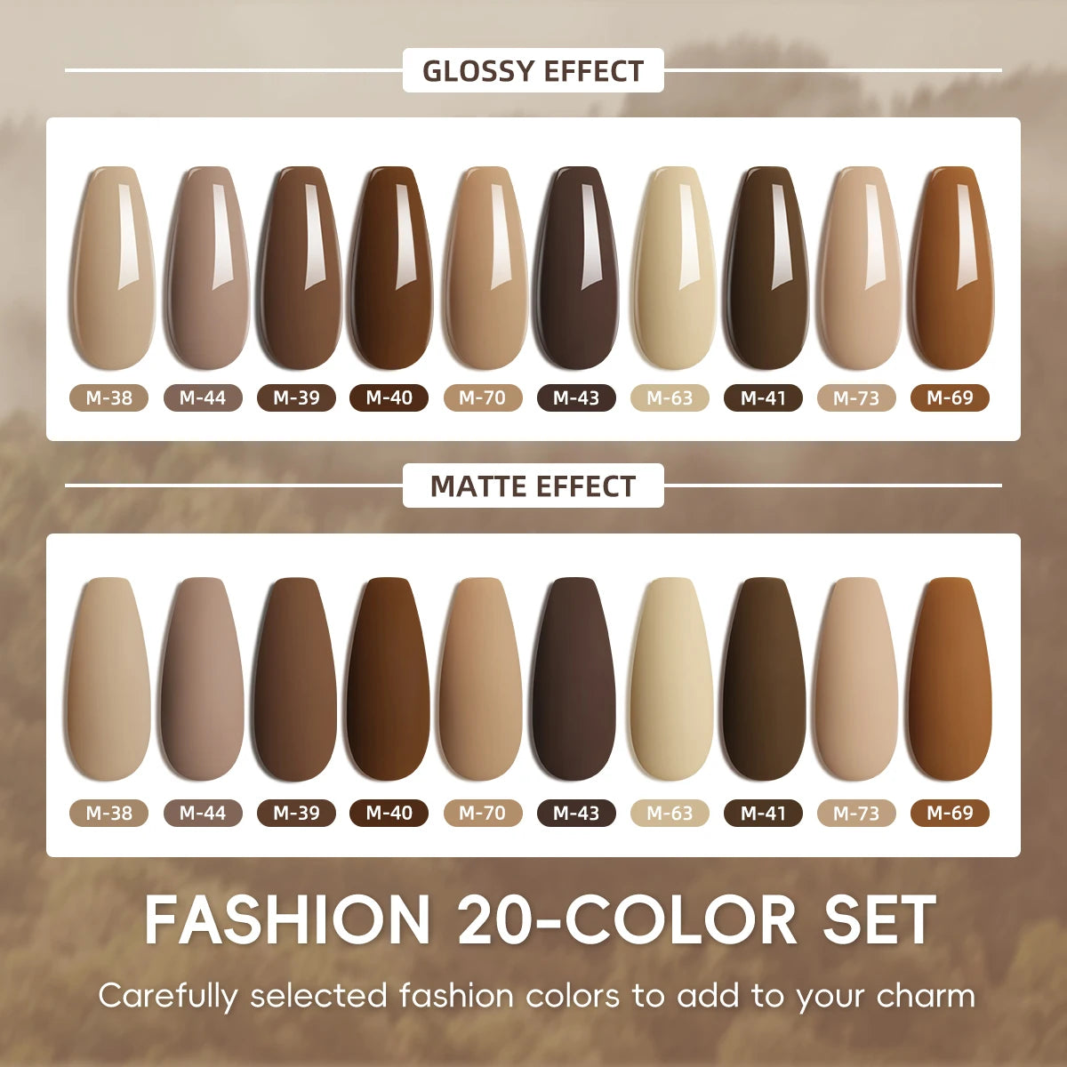 XEIJAYI 20PCS 15ml High-Shine Gel Nail Polish Set in Multiple Colors Soak Off UV/LED, Formaldehyde & Alcohol Free, Perfect