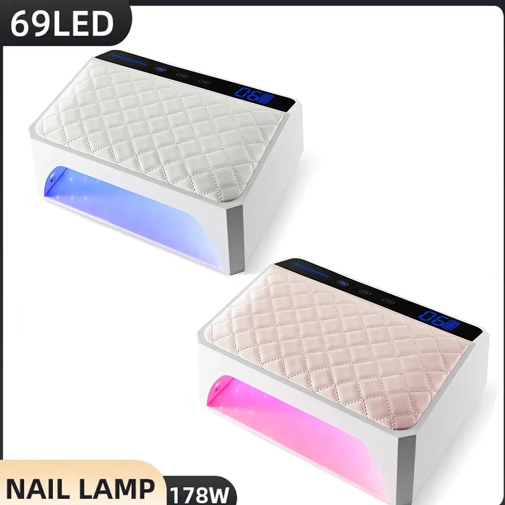 2023 New Design Extra Large Space For Tow Hands 178W X40 Cordless UV LED Nail Lamp With Hand Pillow Rechargeable Nail Dryer