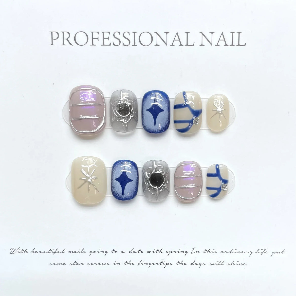 10Pcs Short Handmade Press on Nails Fake Nails Wearable Stick-on Nails False Nail Uñas Postizas Накладные Ногти Faux Ongles 네일팁